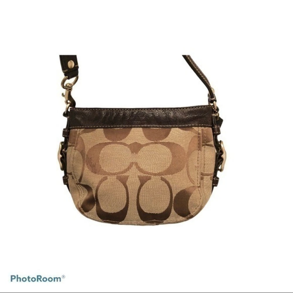 Coach brown leather jacquard signature mini bag - Picture 3 of 14